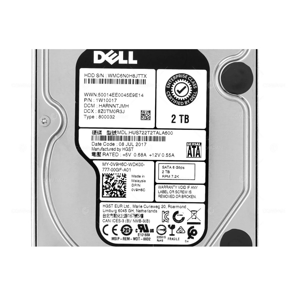 V9H6C G14 DELL HDD 2TB 7.2K SATA 6G 3.5" LFF FOR DELL POWEREDGE G14